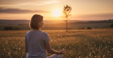 Pessoa contemplando a natureza representando o poder de estar presente e viver o momento com atenção plena