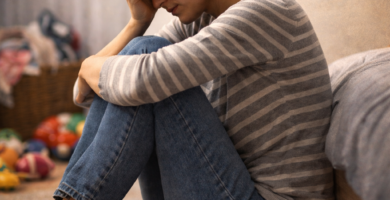 Mulher em momento de reflexão representando o autoabandono silencioso e a dificuldade de estabelecer limites emocionais.