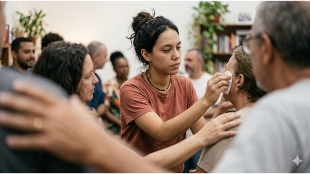 Mulher cuidando de outras pessoas enquanto ignora suas próprias necessidades emocionais