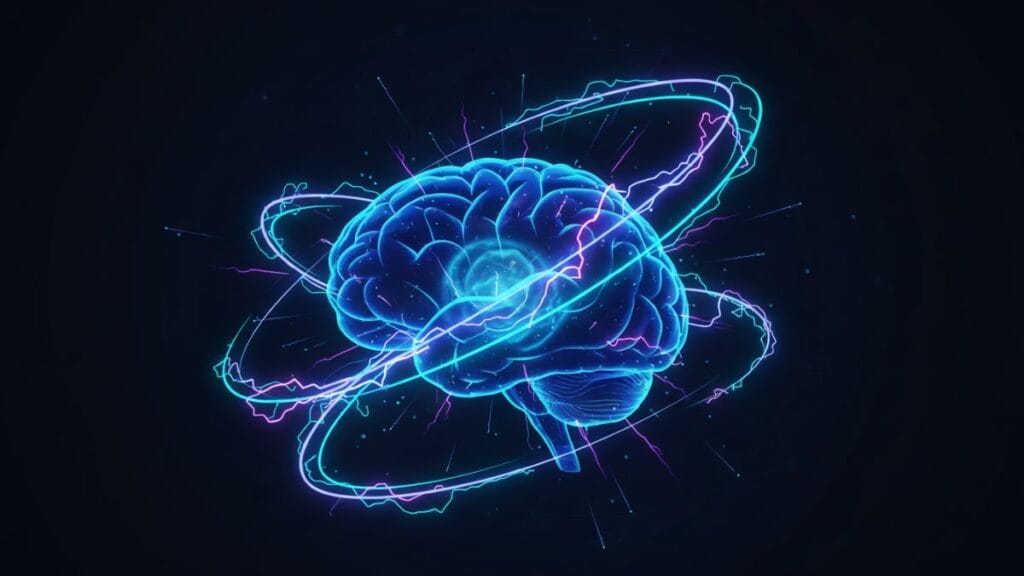 Representação visual de atividade cerebral e tiques, ilustrando a convivência com a Síndrome de Tourette em Billie Eilish e Saúde Mental.